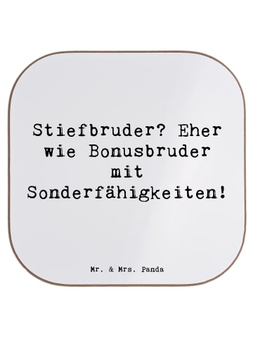 Mr. & Mrs. Panda Untersetzer Stiefbruder mit Spruch in Weiß