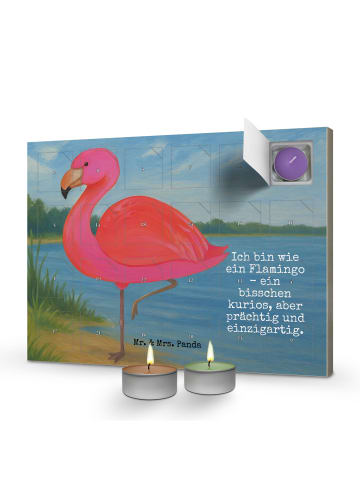 Mr. & Mrs. Panda Adventskalender Flamingo Classic Design mit Spruch in Weiß