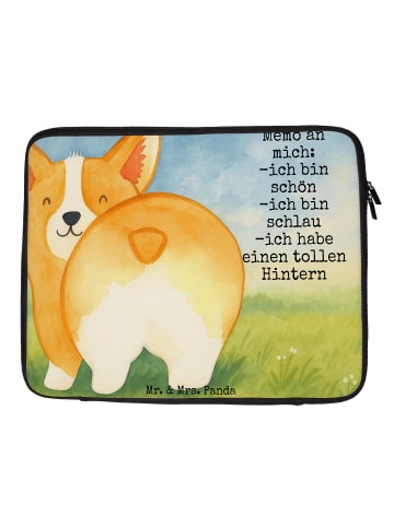 Mr. & Mrs. Panda Laptop Hülle Corgi Po Design mit Spruch in Weiß