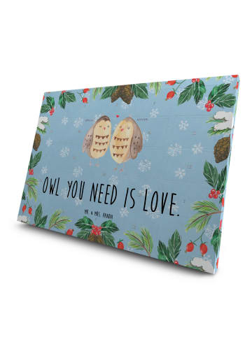 Mr. & Mrs. Panda Adventskalender Eulen Liebe mit Spruch in Eisblau