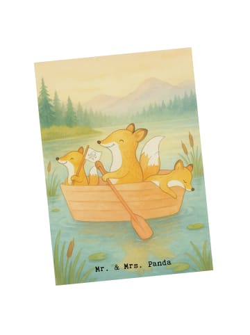 Mr. & Mrs. Panda Ansichtskarte Fuchs Kanufahren Design ohne Spruch in Weiß
