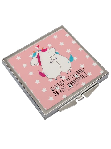 Mr. & Mrs. Panda Kleiner Spiegel Einhorn Mitteilung mit Spruch in Rot Pastell