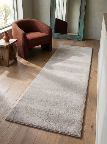 KADIMA DESIGN Rundteppich Uni Antirutsch weich wohnlich Wohnzimmer Schlafzimmer in Sand
