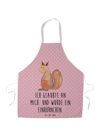 Mr. & Mrs. Panda Schürze Einhorn Glauben mit Spruch in Rot Pastell