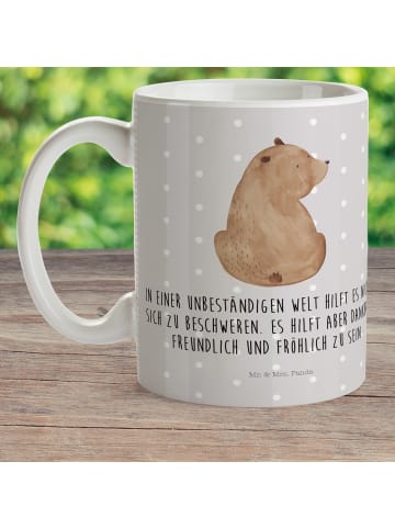 Mr. & Mrs. Panda Kindertasse Bär Schulterblick mit Spruch in Grau Pastell