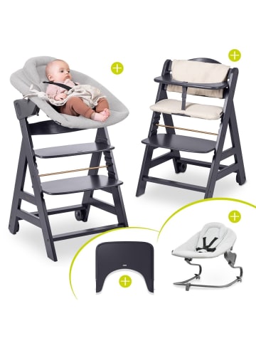 Hauck Beta Plus White 5-tlg. Newborn Set - Hochstuhl in grau
