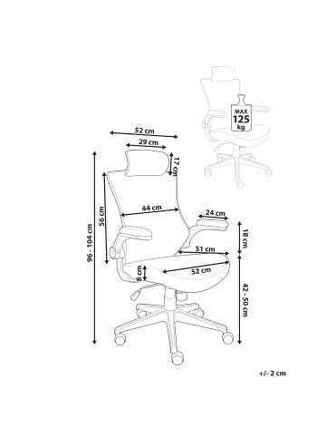 Beliani Bürostuhl PALADIN in Schwarz - (W) 52 x (H) 96 x (L) 56 cm