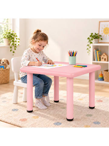 relaxdays Kindertisch in Rosa - (B)62 x (H)52 x (T)62 cm
