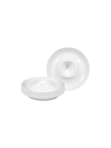 Seltmann Weiden 6er Set Eierbecher mit Ablage Rondo/Liane in Weiß ø 12,5 cm in weiß