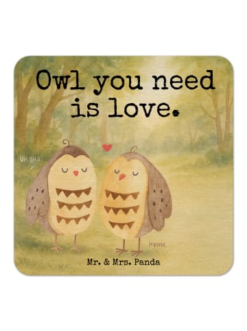 Mr. & Mrs. Panda Bierdeckel Eulen Liebe Design mit Spruch in Weiß
