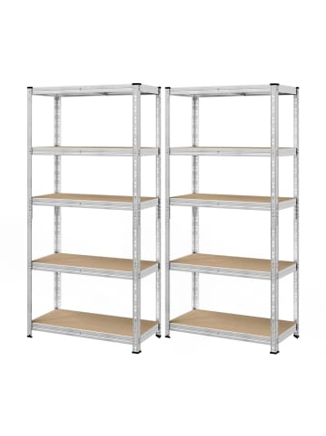 SONGMICS 2er-Set: Schwerlastregal Cozory in silbern - (B)75 x (H)150 x (T)30 cm
