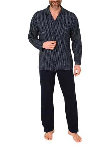 NORMANN Langarm Schlafanzug Pyjama zum durchknöpfen in rot
