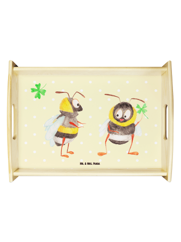 Mr. & Mrs. Panda Serviertablett Hummeln Kleeblatt ohne Spruch in Gelb Pastell