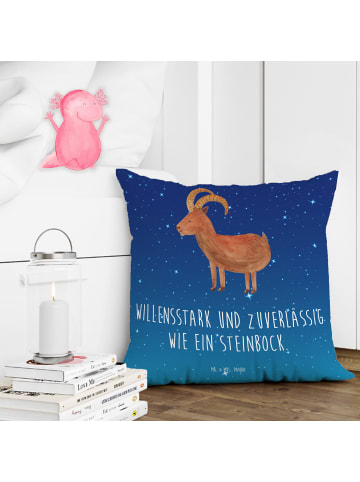 Mr. & Mrs. Panda Sofakissen Sternzeichen Steinbock mit Spruch in Sternenhimmel Blau