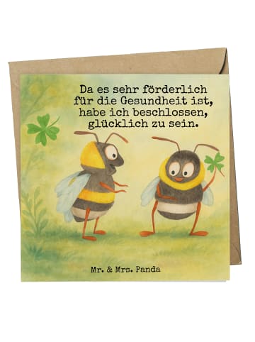 Mr. & Mrs. Panda Glückwunschkarte Hummeln Kleeblatt Design mit S... in Weiß
