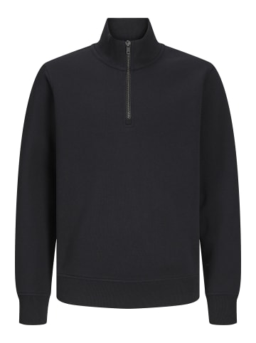 JACK & JONES Junior Sweatshirt mit halbem Reißverschluss in Black