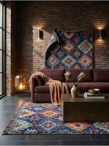 KADIMA DESIGN Hochflor-Teppich Flauschig TAFRAUT Berber Wohnzimmer Wohnlich in Blau