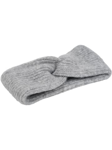 styleBREAKER Strick Stirnband mit Perlrippen Muster und Knoten in Hellgrau meliert