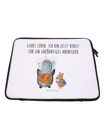 Mr. & Mrs. Panda Notebook Tasche Pinguin & Maus Wanderer mit Spruch in Weiß