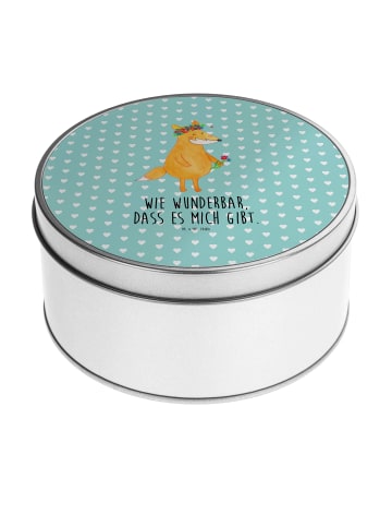 Mr. & Mrs. Panda Erinnerungsbox Fuchs Blumen mit Spruch in Türkis Pastell