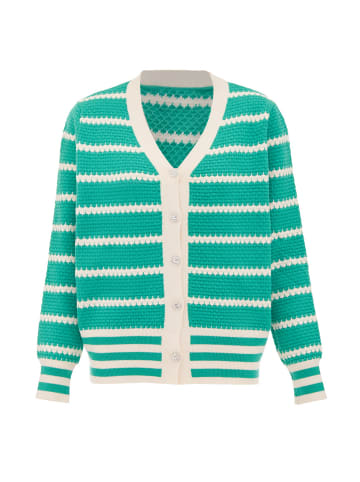 usha BLUE LABEL Cardigan in Grün Wollweiss Stickerei