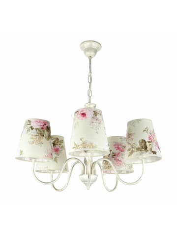 Licht-Erlebnisse Kronleuchter (B)57 x (L)57 cm in Shabby Weiß Ecru Rosa Grün
