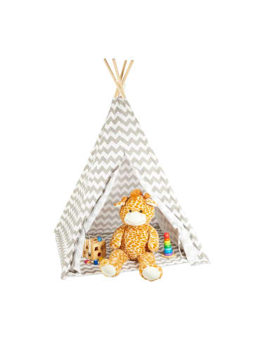 relaxdays Tipi Zelt in Weiß/Grau