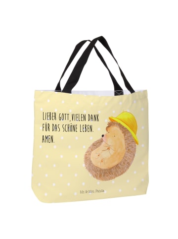 Mr. & Mrs. Panda Shopper Igel Beten mit Spruch in Gelb Pastell