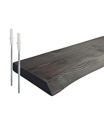 relaxdays Wandregal "Baumkante" in Schwarz - (B)100 x (H)3 x (T)22 cm