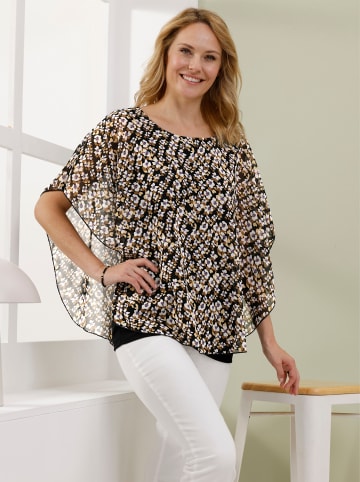 Sieh an! Schlupfbluse in schwarz-braun-bedruckt