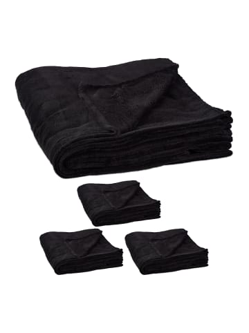 relaxdays 4x Kuscheldecke in Schwarz - (B)150 x (T)200 cm