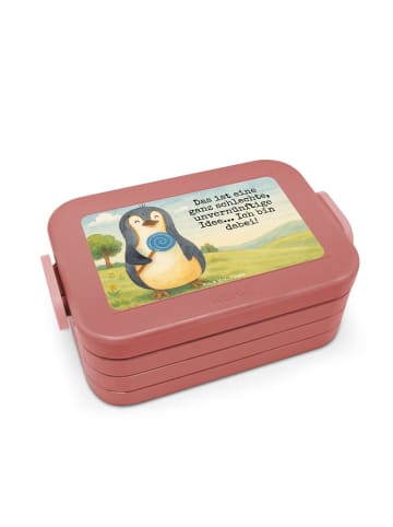 Mr. & Mrs. Panda Bento Box Pinguin Lolli Design mit Spruch in Rot Pastell