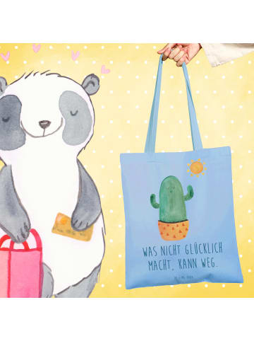 Mr. & Mrs. Panda Tragetasche Kaktus Sonne mit Spruch in Sky Blue