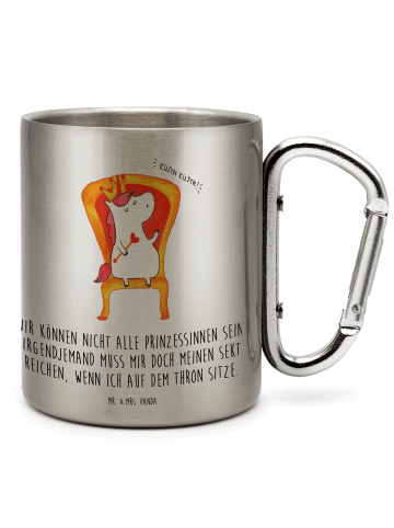 Mr. & Mrs. Panda Karabiner Becher Einhorn Prinzessin mit Spruch in Silber