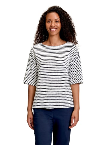 BETTY & CO Sweatpullover mit Rundhalsausschnitt in Weiß/Dunkelblau