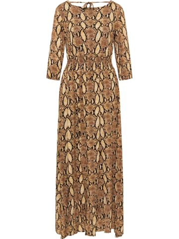faina Damen Maxikleid in Beige Schlange