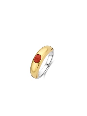 Ti Sento Milano Ring "mit korallenrotem Stein bicolor vergoldet" in Gold