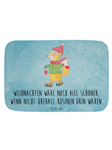 Mr. & Mrs. Panda Duschvorleger Fuchs  Schlittschuhe mit Spruch in Eisblau