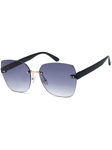 styleBREAKER Rahmenlose Rechteckige Sonnenbrille in Schwarz / Grau Verlauf