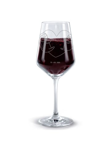 Mr. & Mrs. Panda Rotweinglas Faultiere Herz ohne Spruch in Transparent