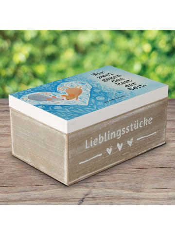 Mr. & Mrs. Panda Holzkiste Mäuse Herz Design mit Spruch in Weiß