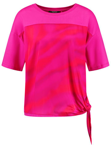 TAIFUN T-Shirt Kurzarm Rundhals in Magenta gemustert