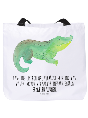 Mr. & Mrs. Panda Shopper Krokodil mit Spruch in Weiß