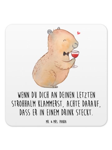 Mr. & Mrs. Panda Tischuntersetzer Capybara Wein mit Spruch in Weiß