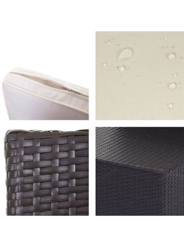 MCW Poly-Rattan-Garnitur D28, Braun, Polster creme ohne Deko-Kissen/Abdeckung