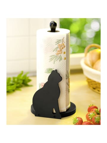 Maximex Küchenrollenhalter Katze schwarz in Schwarz, (B) 15 x (H) 30 x (L) 15 cm