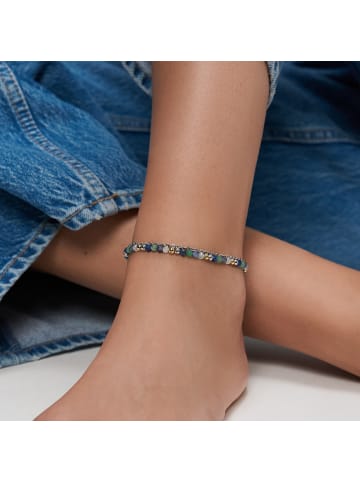 s.Oliver Fußkette zweireihig aus Edelstahl und mit Beads in silber