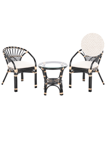 Beliani 3-tlg Bistro Set PECORINI in Schwarz/Braun/Weiß