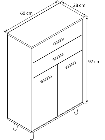 VCM  Holz Highboard Kommode Schublade Lindas in Weiß / Anthrazit
