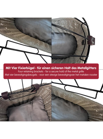 UNUS Hundefahrradkorb Weide mit Gitterabdeckung in Grau